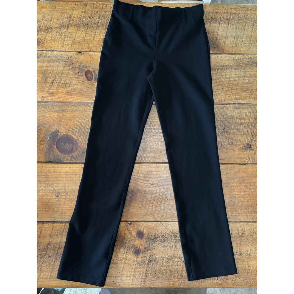 Quince Womens Black Straight Leg Pull On Ponte Dress Pants Stretchy Size Small
